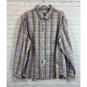 JOSEPH ABBOUD 100% cotton non-iron check plaid dress mens shirt XXL NWT
